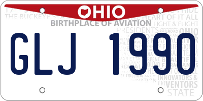 OH license plate GLJ1990