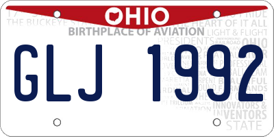 OH license plate GLJ1992