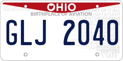 OH license plate GLJ2040