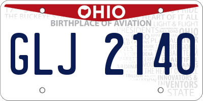 OH license plate GLJ2140