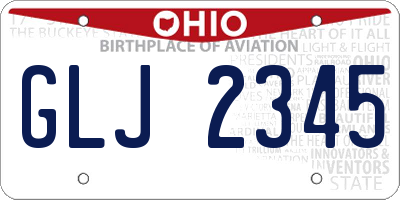 OH license plate GLJ2345