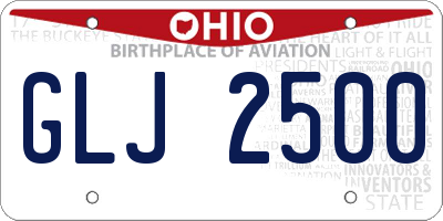 OH license plate GLJ2500