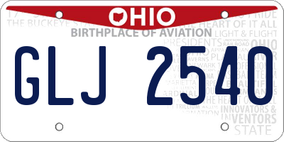 OH license plate GLJ2540
