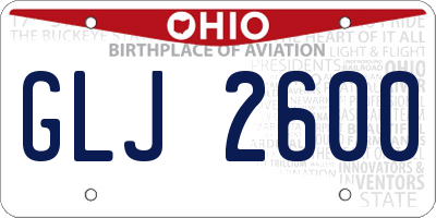 OH license plate GLJ2600