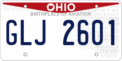 OH license plate GLJ2601