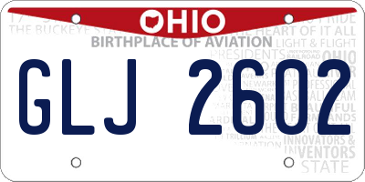 OH license plate GLJ2602