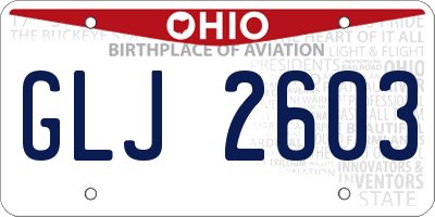OH license plate GLJ2603
