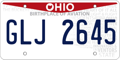 OH license plate GLJ2645