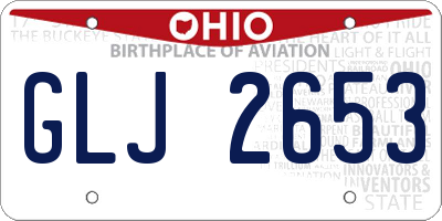 OH license plate GLJ2653