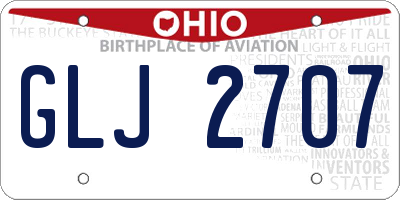 OH license plate GLJ2707
