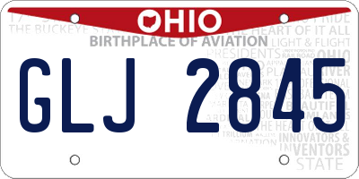 OH license plate GLJ2845