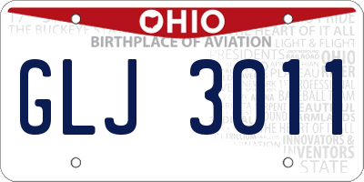 OH license plate GLJ3011