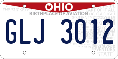 OH license plate GLJ3012