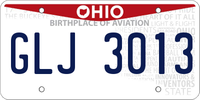 OH license plate GLJ3013