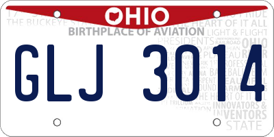 OH license plate GLJ3014