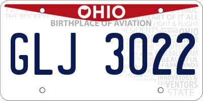 OH license plate GLJ3022