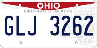 OH license plate GLJ3262