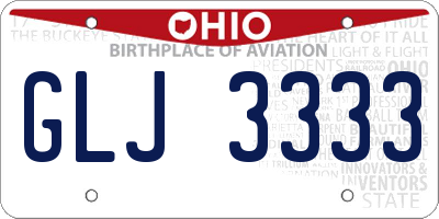 OH license plate GLJ3333