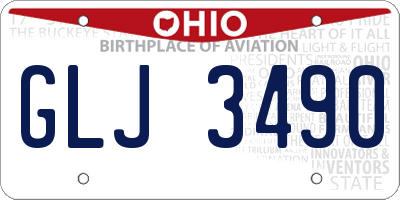OH license plate GLJ3490