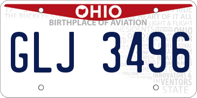 OH license plate GLJ3496