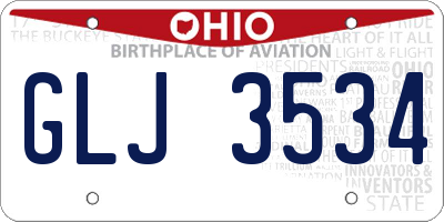 OH license plate GLJ3534