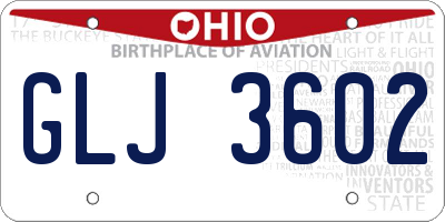 OH license plate GLJ3602