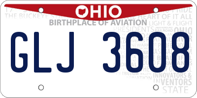 OH license plate GLJ3608