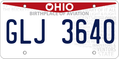 OH license plate GLJ3640