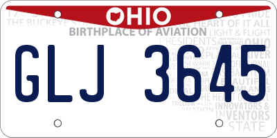 OH license plate GLJ3645