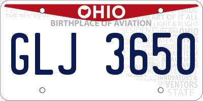 OH license plate GLJ3650