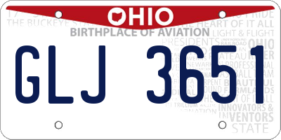 OH license plate GLJ3651