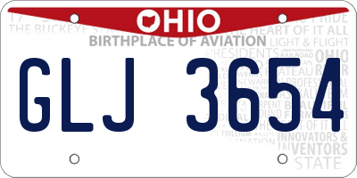 OH license plate GLJ3654