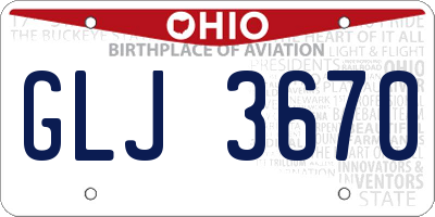 OH license plate GLJ3670