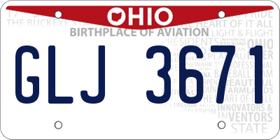 OH license plate GLJ3671