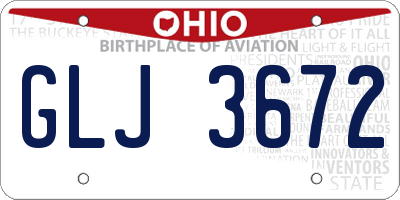 OH license plate GLJ3672