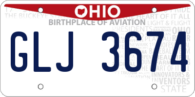 OH license plate GLJ3674
