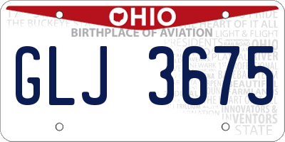 OH license plate GLJ3675