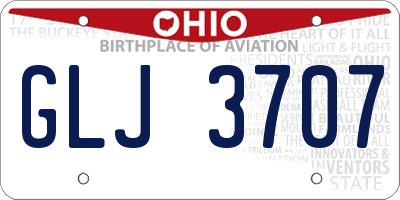 OH license plate GLJ3707