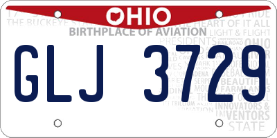 OH license plate GLJ3729