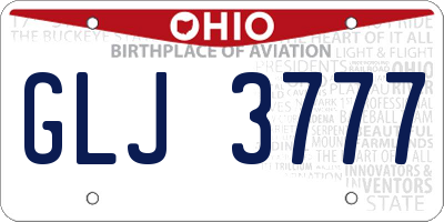 OH license plate GLJ3777