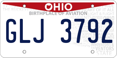 OH license plate GLJ3792