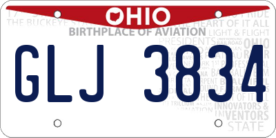 OH license plate GLJ3834