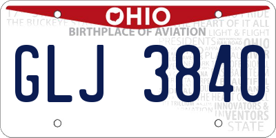 OH license plate GLJ3840