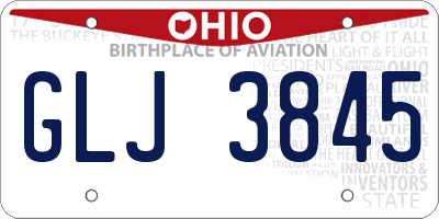 OH license plate GLJ3845