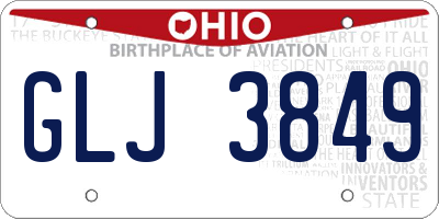 OH license plate GLJ3849