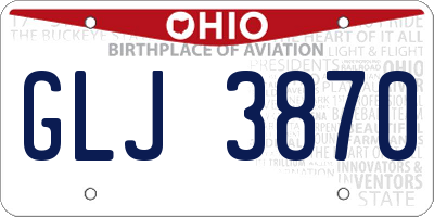 OH license plate GLJ3870