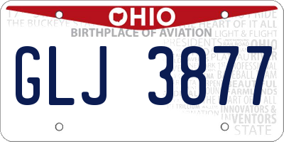OH license plate GLJ3877