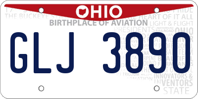 OH license plate GLJ3890