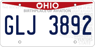 OH license plate GLJ3892