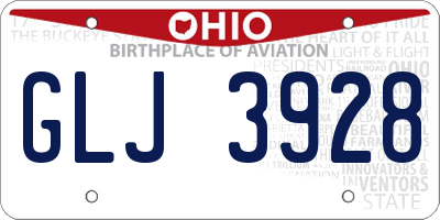 OH license plate GLJ3928